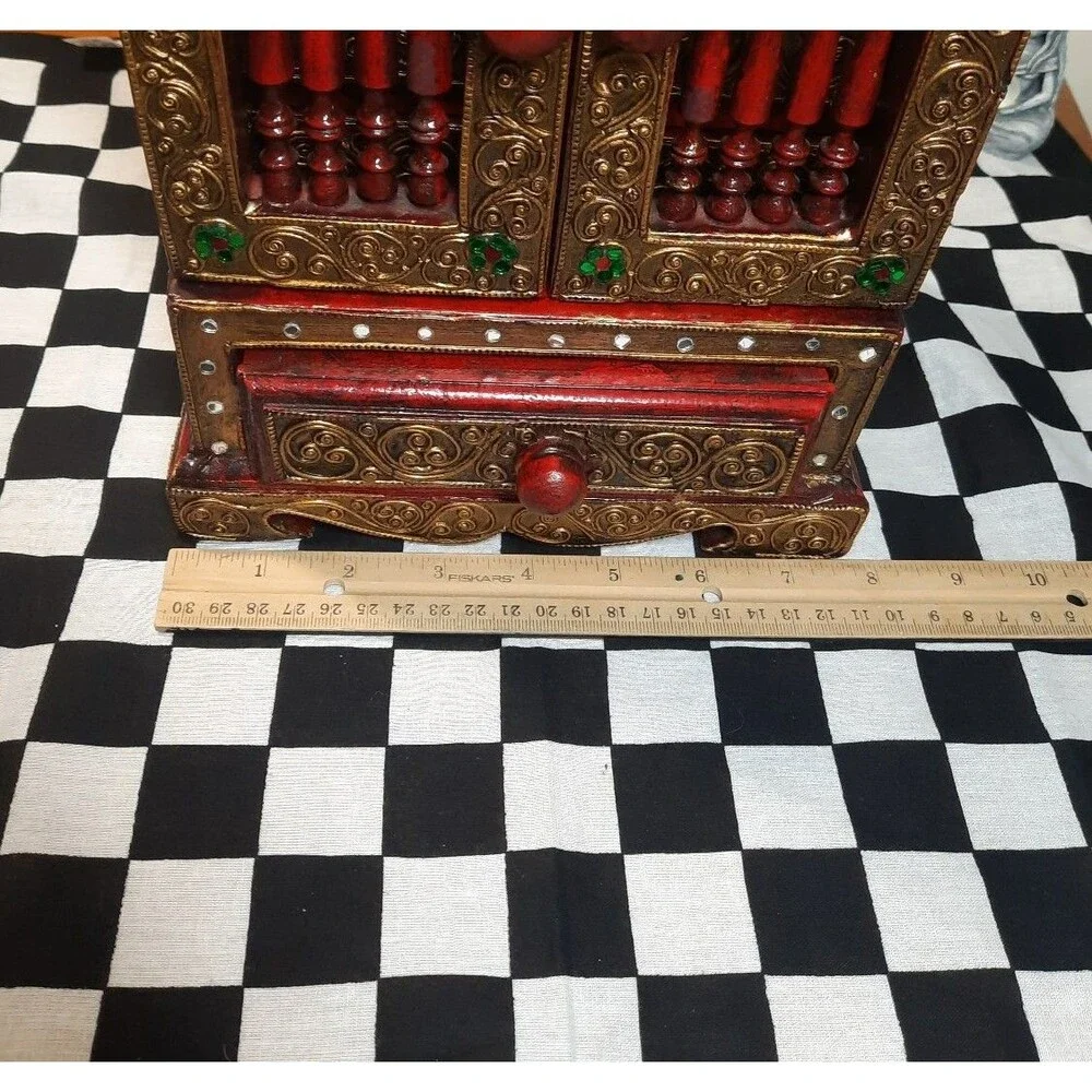 Vintage Handcrafted Thai Lanna Wooden Jewelry Box Armoire
